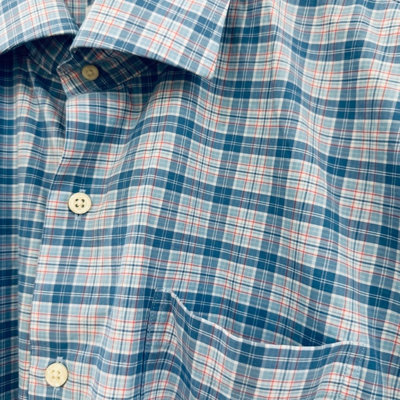 Peter Millar Stretch Silver Label Long Sleeve Button Down Shirt Blue Plaid XL - Picture 6 of 8